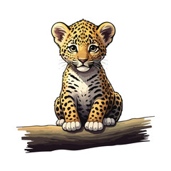 Leopard Sitting kawaii vector A leopard with the word cheetah on it illustration