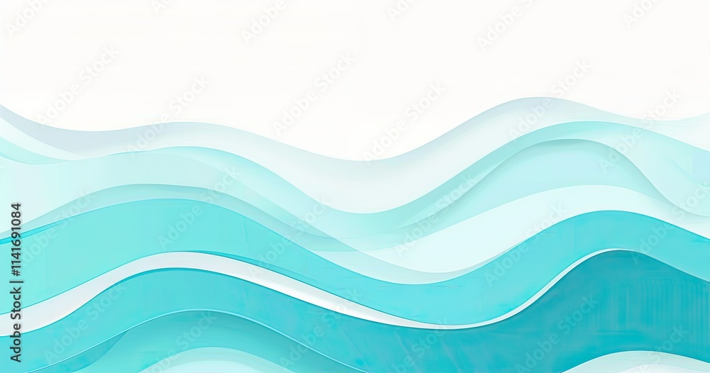 Aufkleber abstract waves in varying shades of blue create a serene and calming visual effect.