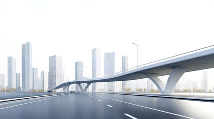Fototapeta premium Modern urban road with clean lines and contemporary city skyline