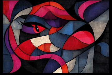 Fototapeta premium Artistic abstract design featuring a vibrant composition with bold colors and geometric shapes, creating an eye-catching and emotive appearance.