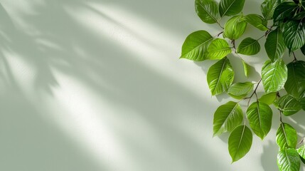 Vibrant Green Plant Against White Wall