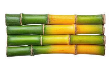Fototapeta premium Green and Yellow Bamboo sticks isolated on transparent background