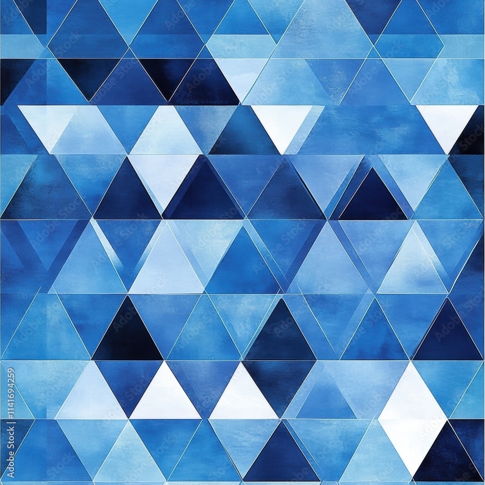 Poster dynamic geometric art displaying blue triangles digital artwork abstract design environment artistic