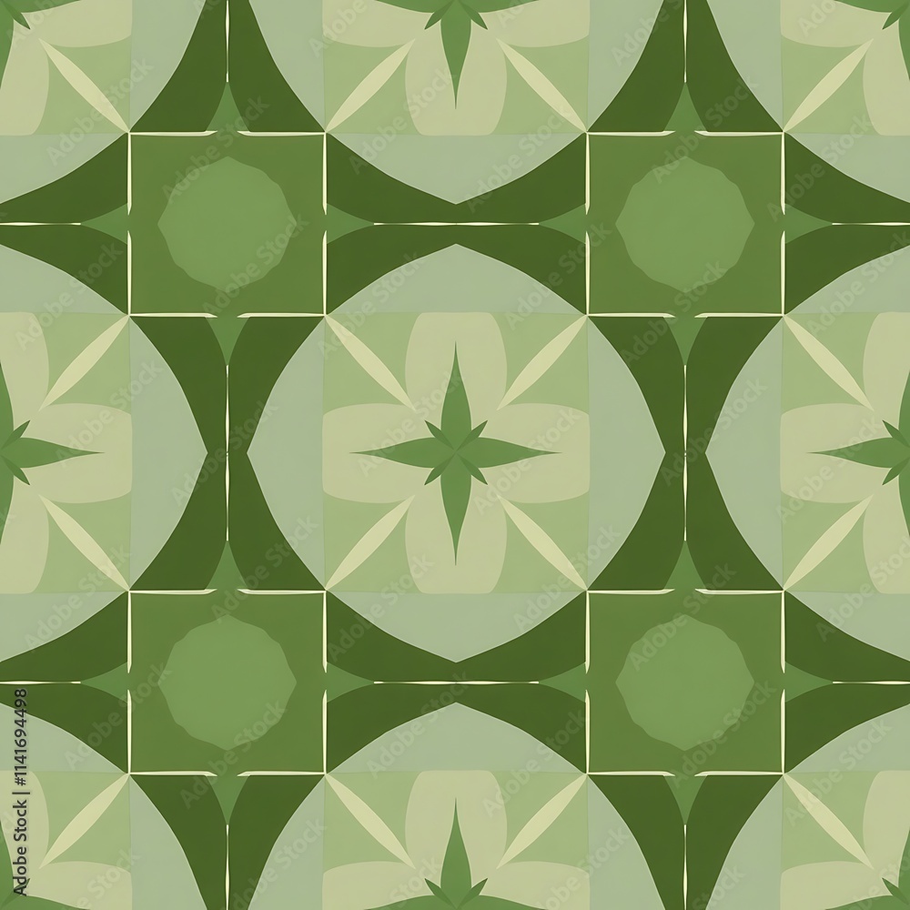 Aufkleber earthy green geometric pattern: a seamless tileable texture featuring a captivating array of olive a