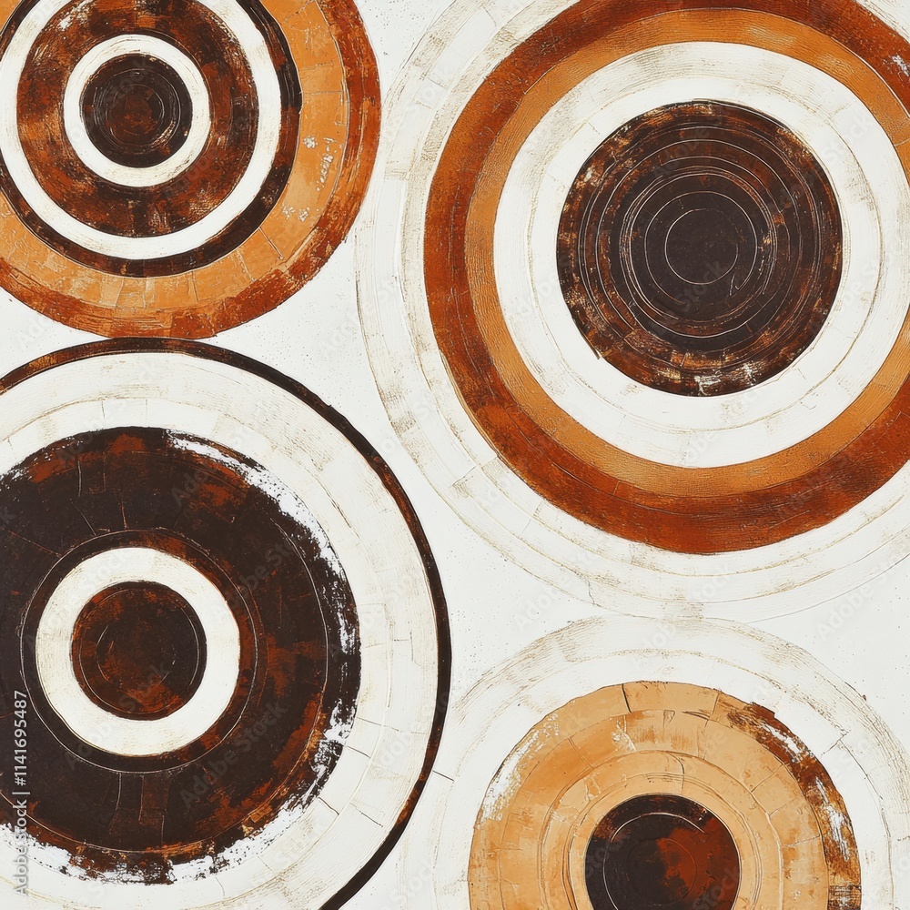 Poster artistic circular patterns contemporary design studio digital artwork abstract style overhead view m