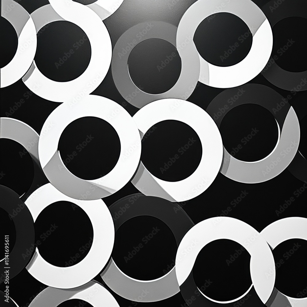 Poster dynamic circular patterns abstract art modern gallery interior design close-up visual rhythm