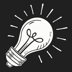 A lightbulb icon symbolizing innovation, with a glowing effect, on a solid black background Illustrator Artwork