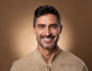 Fototapeta premium Smiling Hispanic Man Headshot in Studio