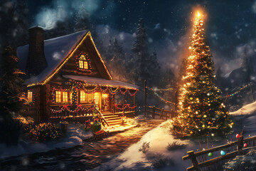 christmas house in the forest