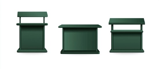 Vector forest green promotion stands, ideal for eco product displays.