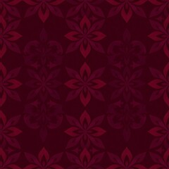 Fototapeta premium Crimson Floral Damask: A seamless pattern of opulent burgundy floral motifs, reminiscent of a vintage tapestry, exudes elegance and sophistication.
