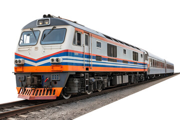 Fototapeta premium Express train diesel sprinter State Railway. cut out, on isolated white background, Clipping path