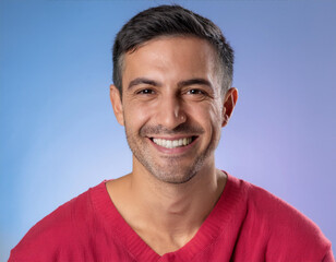 Fototapeta premium Smiling Hispanic Man Headshot in Studio
