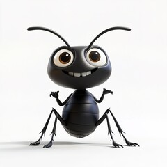 D cartoon ant, white background