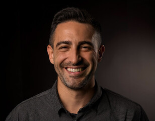 Obraz premium Smiling Hispanic Man Headshot in Studio
