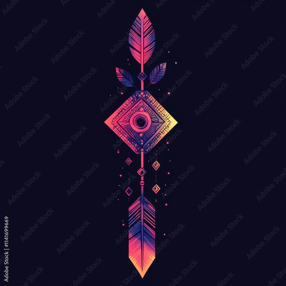 Poster symbolic arrow design digital art abstract background colorful pattern modern aesthetic