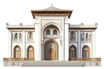 Obraz premium Elegant traditional architecture featuring intricate design elements and grand entrance
