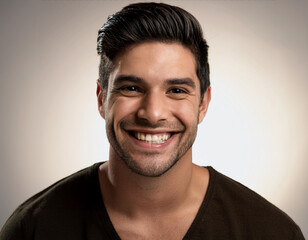 Fototapeta premium Smiling Hispanic Man Headshot in Studio