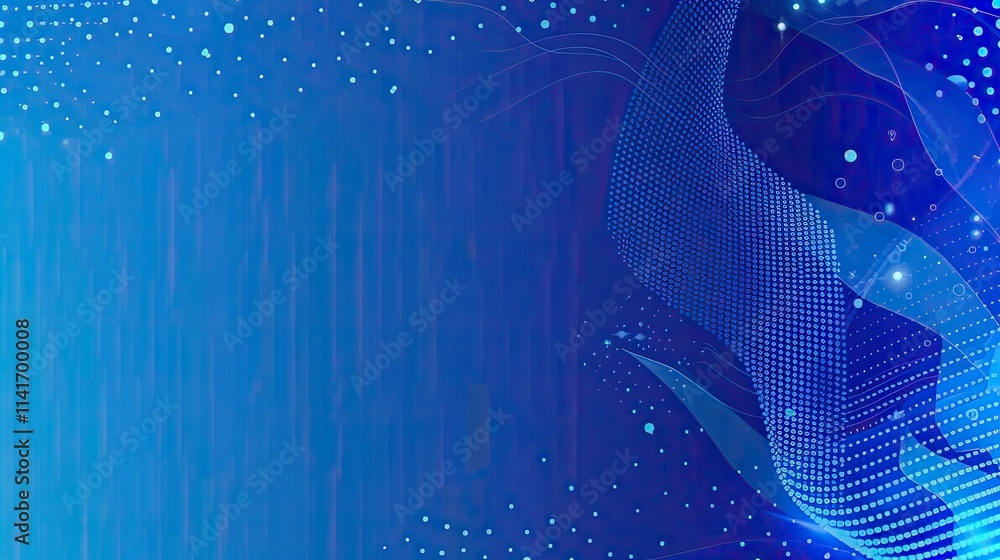 Aufkleber abstract blue background with digital wave patterns and dots, ideal for tech-related designs.