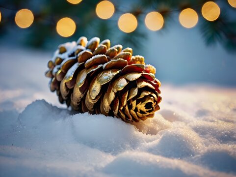 pine cones and snow