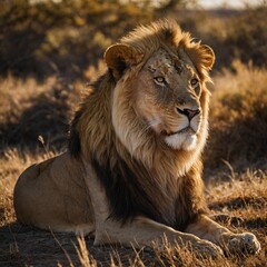 Obraz premium A lion basking in the sun.