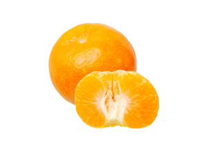 Tangerine on white. Mandarin with slices