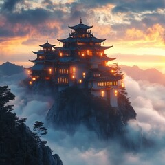 Ancient Chinese Temple Architecture Illuminates the Night Sky in Beijing