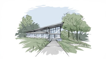 Modern House Design Amidst Lush Greenery