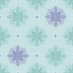 Seamless Floral Pattern in Blue and Green Tones 