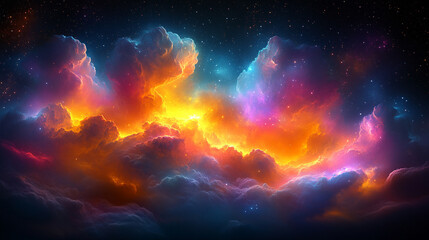 Fototapeta premium mesmerizing nebula and swirling galaxies form an abstract cosmic landscape, symbolizing creation, mystery, infinite potential, and the chaotic yet harmonious nature of the universe