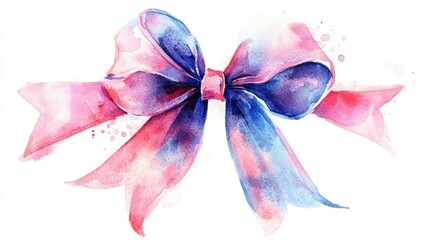 Fototapeta premium Delicate Watercolor Coquette Bow Ribbon for Elegant Branding and Design