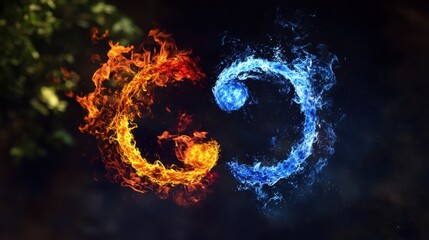 Elemental Circle: A Powerful Composition of Earth, Wind, Fire, and Water on a Dark Background