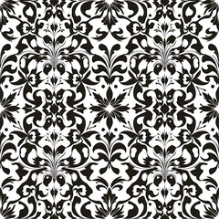 Fototapeta premium Damask Seamless Pattern: Elegant Black and White Floral Design 