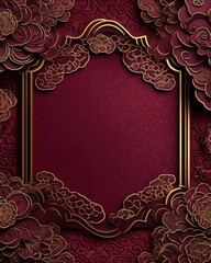 Elegant Chinese New Year Background with Floral Frame and Clouds