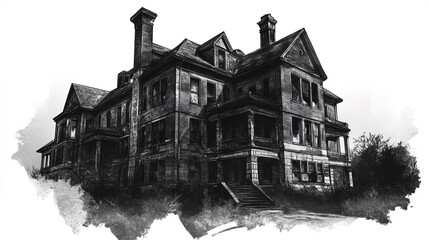 Obraz premium Abandoned hospital building with haunted theme, dark and gothic