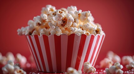 A bowl of popcorn on a vibrant background, perfect for snacks during movies.