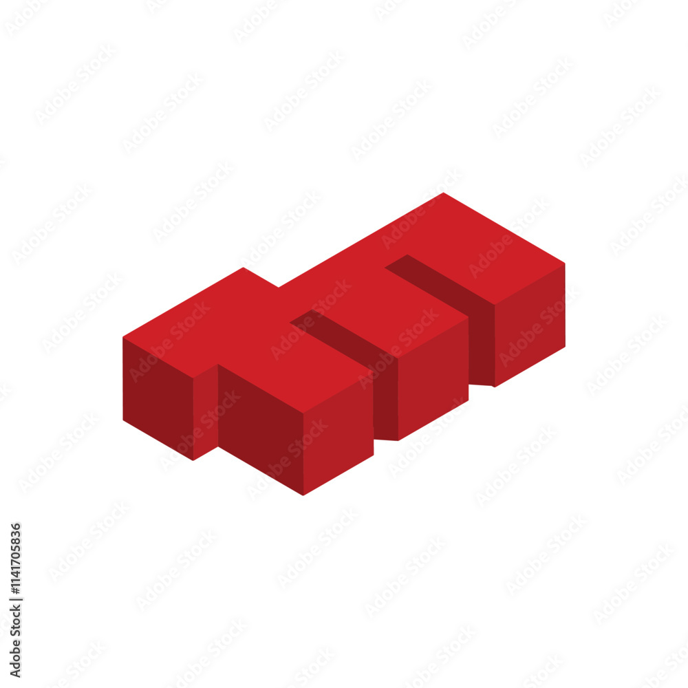 Poster this is a 3d logo design of an initial tm combination in horizontal sleeping position in red color