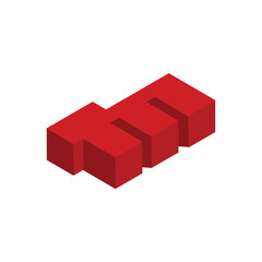 This is a 3d logo design of an initial tm combination in horizontal sleeping position in red color
