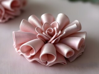 Decorate the fabric with petals of light pink flowers to decorate the room and house.