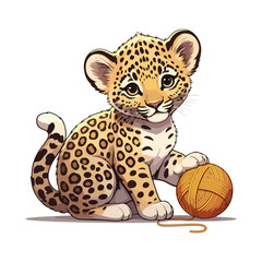 Leopard Sitting kawaii vector A leopard with the word cheetah on it illustration