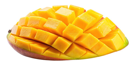 Fresh Ripe Mango Sliced into Cubes