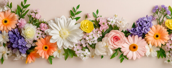 Obraz premium Pastel Wildflower Wall - A Dreamy Floral Display