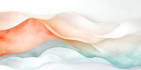 Abstract Watercolor Landscape, Pastel Hues - Minimalist design