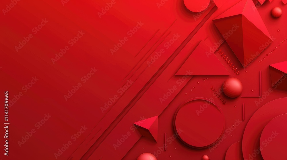 Poster abstract design featuring red geometric shapes and textures for modern backgrounds.