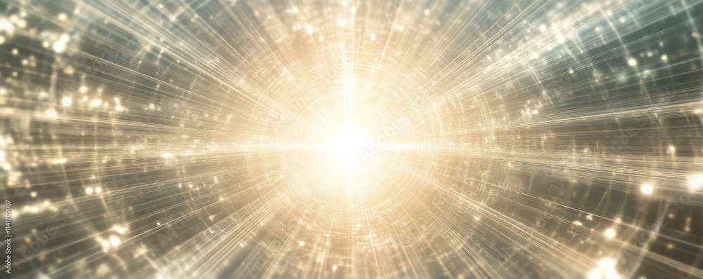 Poster luminous radial pattern with golden light rays