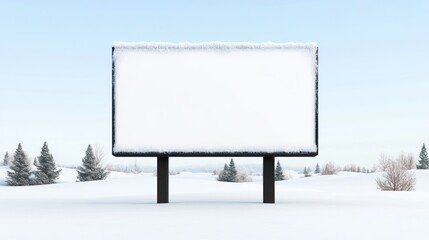 Obraz premium A blank billboard in a snowy landscape, ready for advertisement.