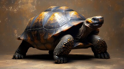 Obraz premium A large tortoise is standing on a sandy surface