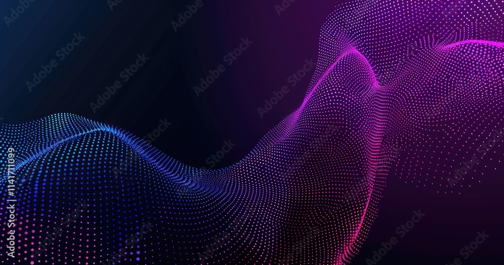 Poster abstract digital wave with dotted patterns in vibrant colors.