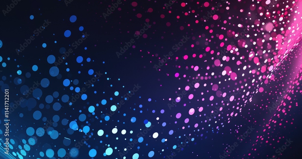 Aufkleber abstract design featuring blue and pink dots on a dark background, creating a dynamic visual effect.