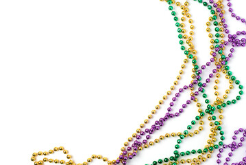 Mardi Gras beads isolated on white background © Anna